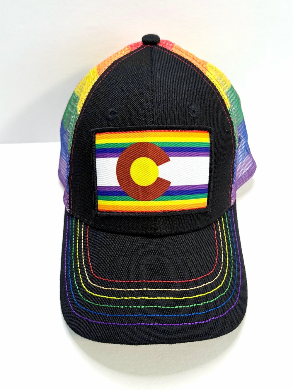 Pride Rainbow Colorado Flag Patch Embroidered Trucker Hat We The People